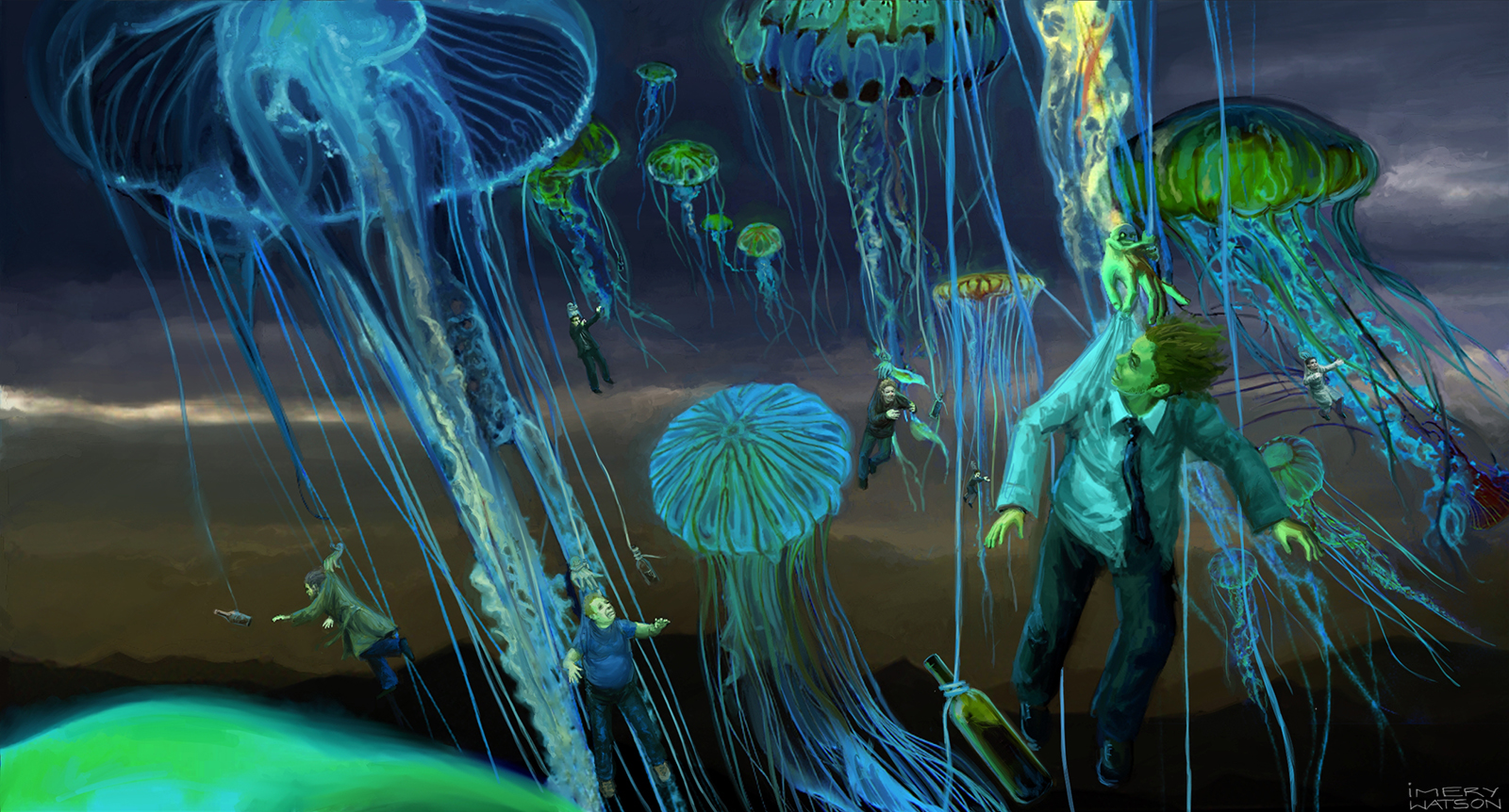 Aerial jellyfish invasion concept