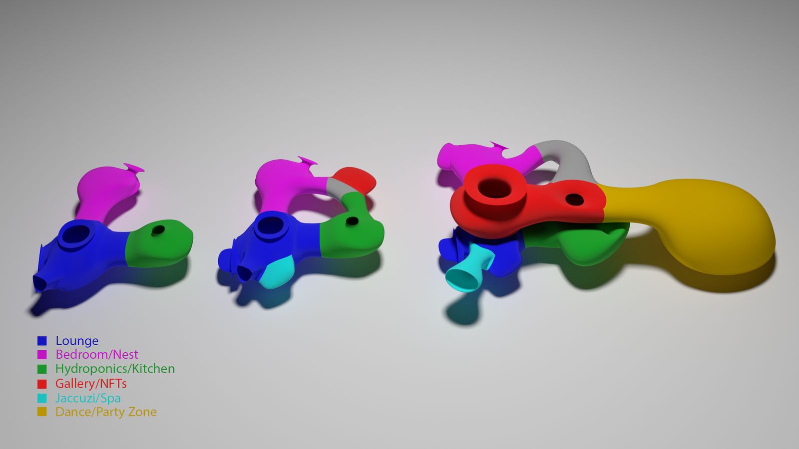 Burrow massing models